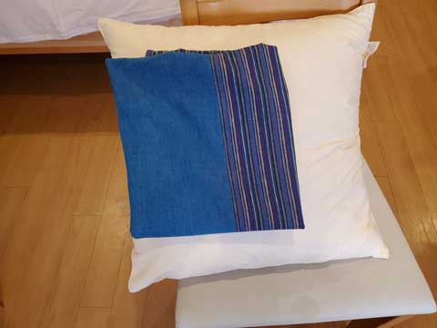 オーダーメイド市木木綿手作りクッション 向井ふとん店