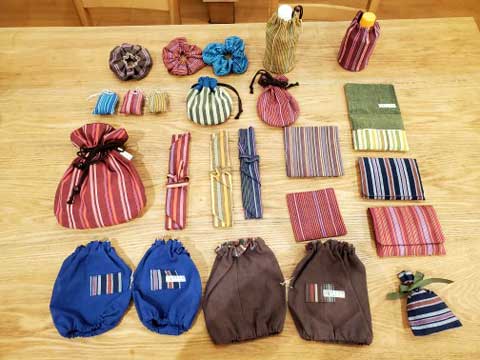 三重県伝統工芸の市木木綿を使った小物 向井ふとん店