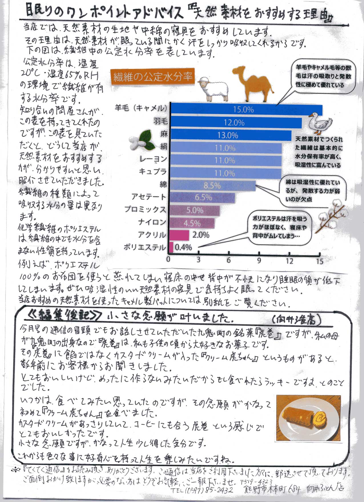 三重県熊野市のオーダー枕の店　向井ふとん店てくてく通信