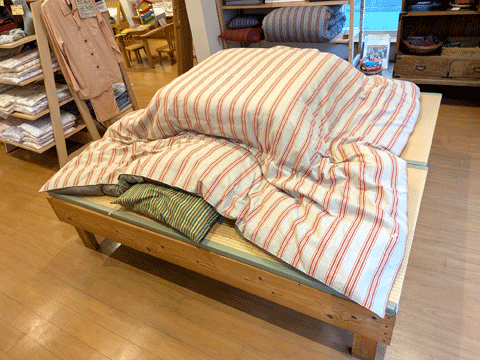 サイズオーダー、ゆったりサイズの市木木綿手作りこたつ布団 三重県熊野市向井ふとん店