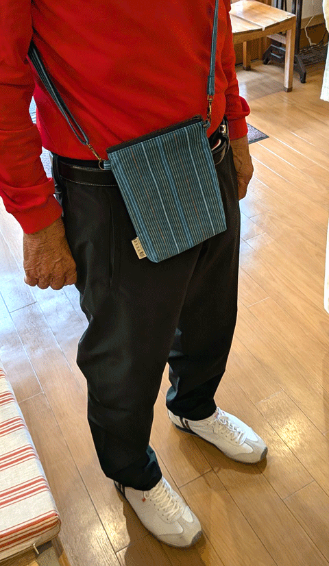 三重県伝統工芸品市木木綿スマートフォン用バッグ　三重県熊野市向井ふとん店