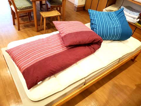 打ち直して仕立替え市木木綿手作りお昼寝布団 三重県熊野市向井ふとん店